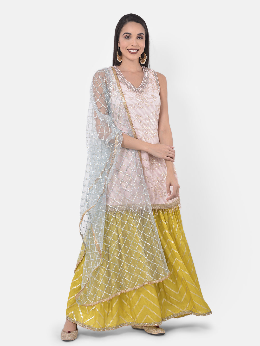 Neerus Multi embellished sharara set kurta dupatta - detail view 5