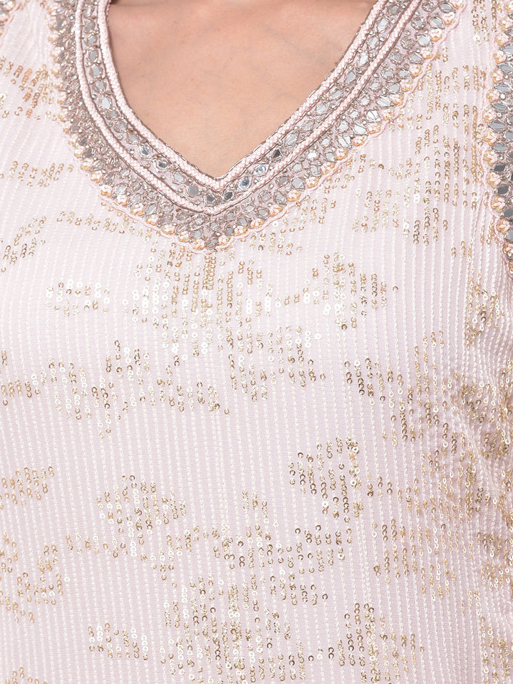 Neerus Multi embellished sharara set kurta dupatta - detail view 1