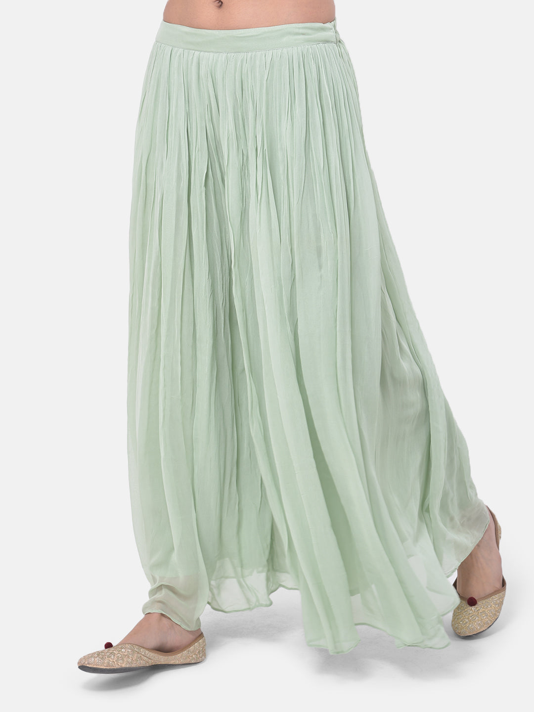 Neerus Green georgette embroidered suit set - detail view 3