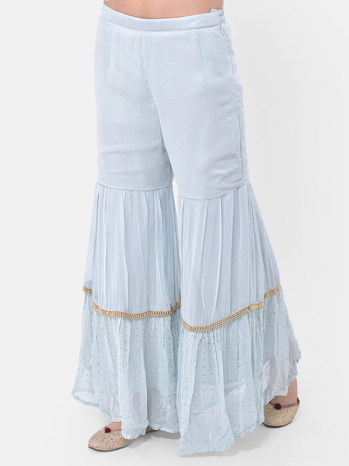 Neerus Grey georgette embroidered sharara set - detail view 2