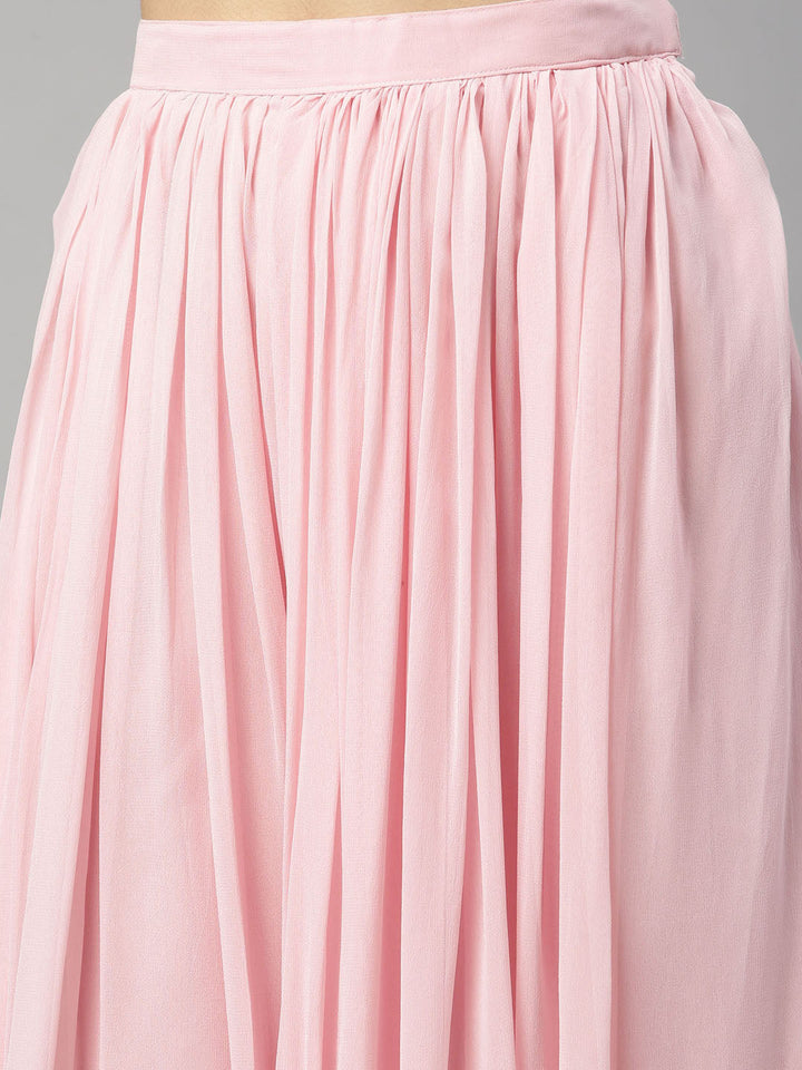 Neerus Pink georgette embroidered suit set - detail view 5