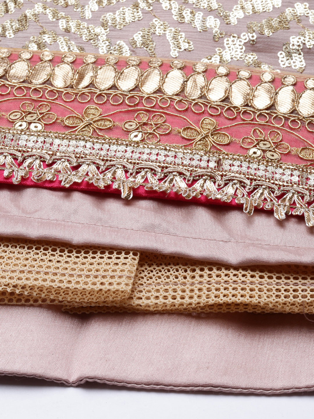 Neerus Pink silk embellished lehenga set - side view
