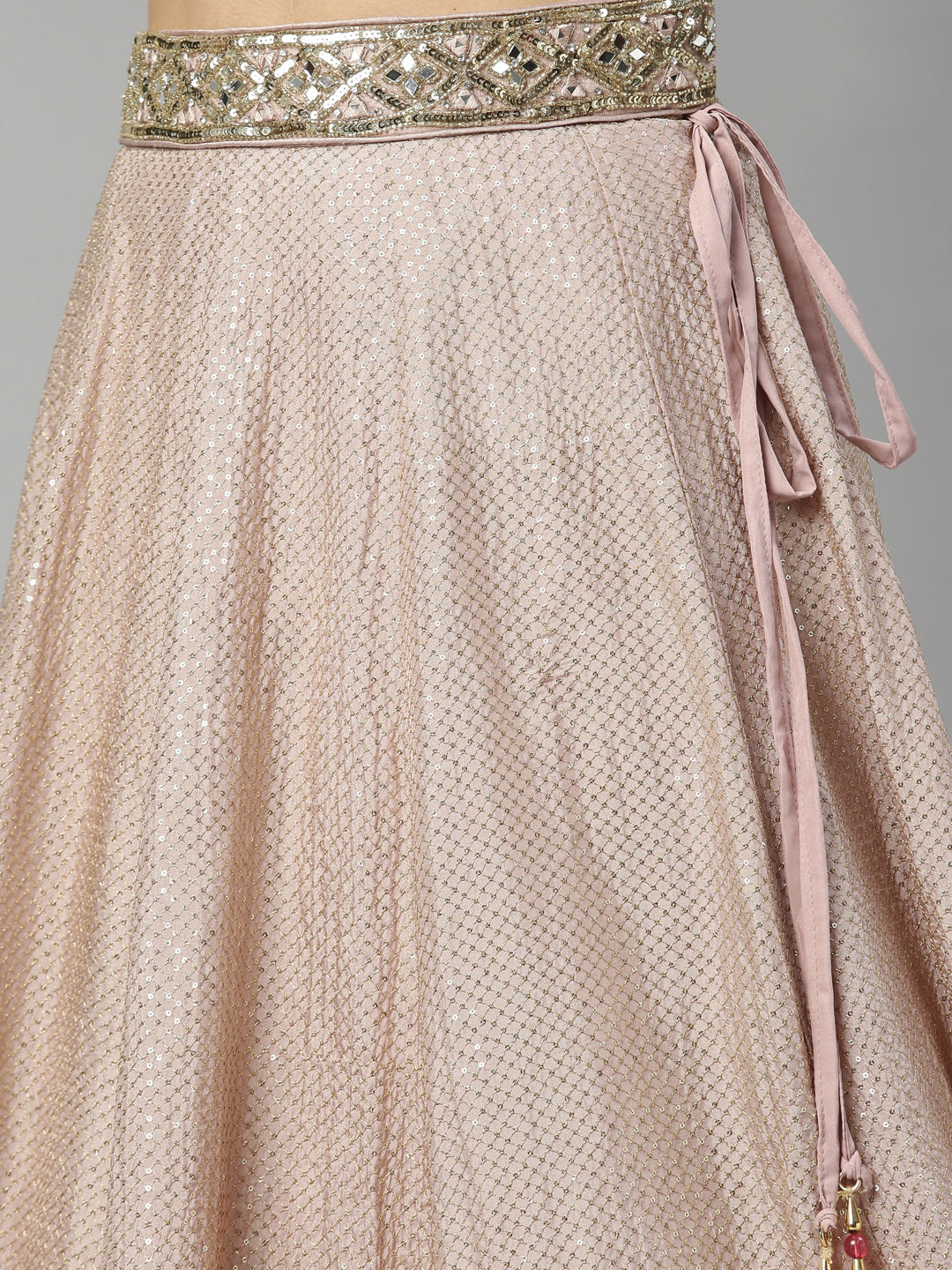Neerus Pink silk embellished lehenga set - detail view 7