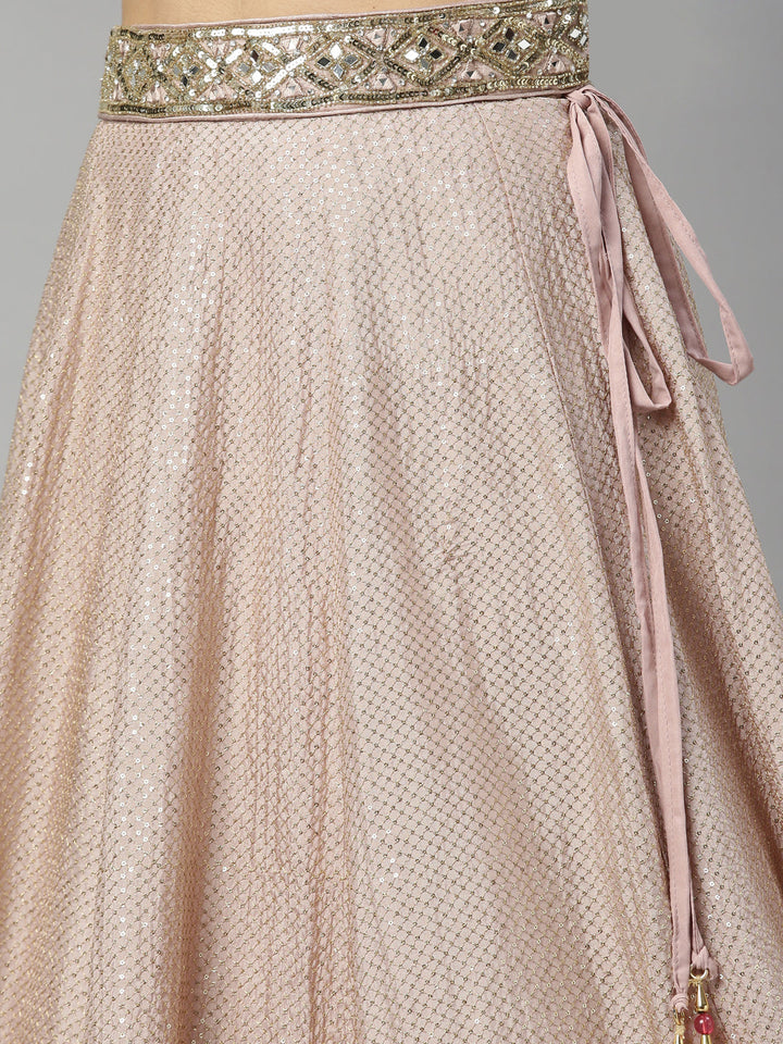 Neerus Pink silk embellished lehenga set - detail view 7