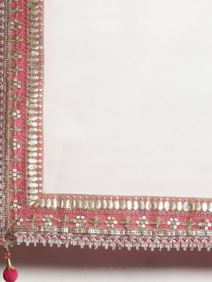 Neerus Pink silk embellished lehenga set - detail view 8