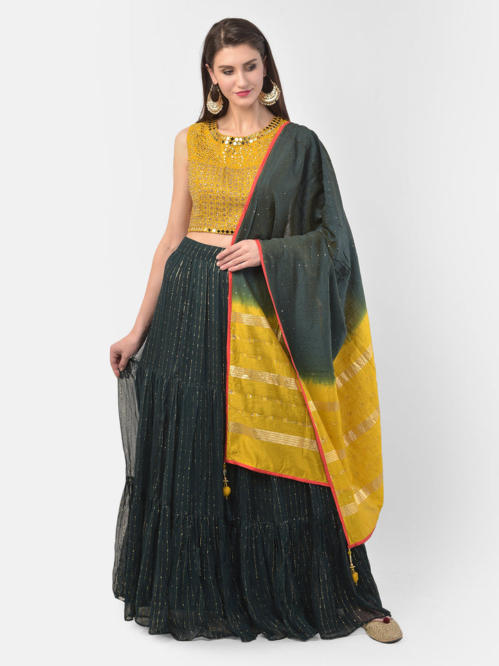 Neerus Green georgette embellished lehenga set - detail view 4