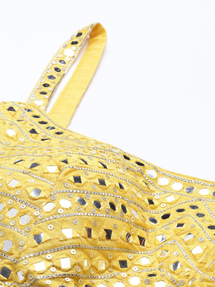 Neerus Yellow georgette printed co-ord set - detail view 6