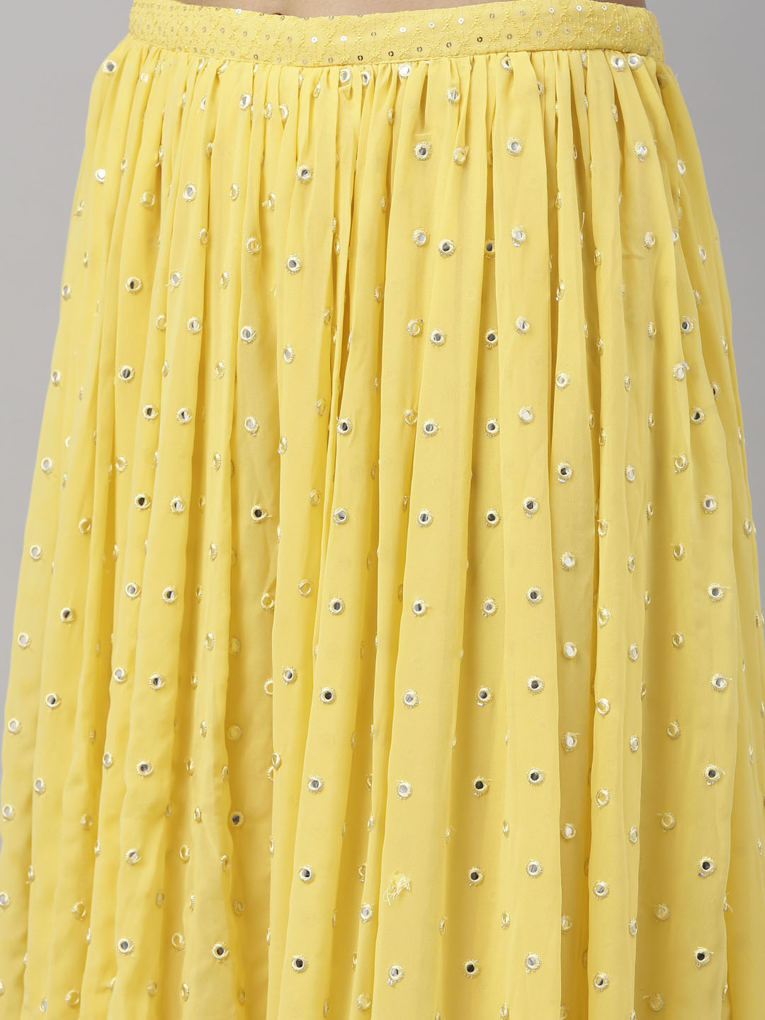 Neerus Yellow georgette printed co-ord set - detail view 2