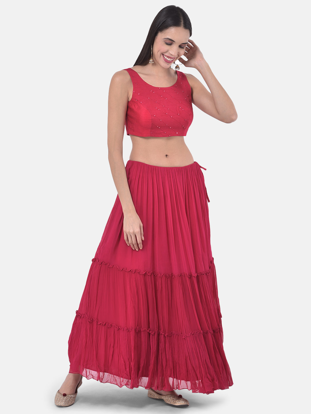 Neerus Pink georgette embroidered suit set - detail view 2