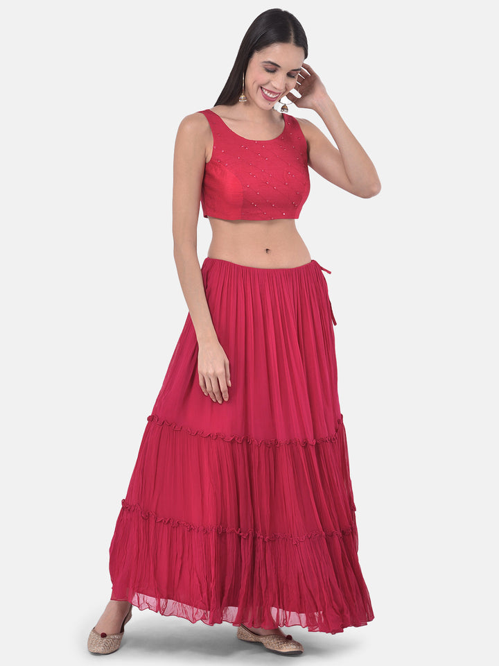 Neerus Pink georgette embroidered suit set - detail view 2