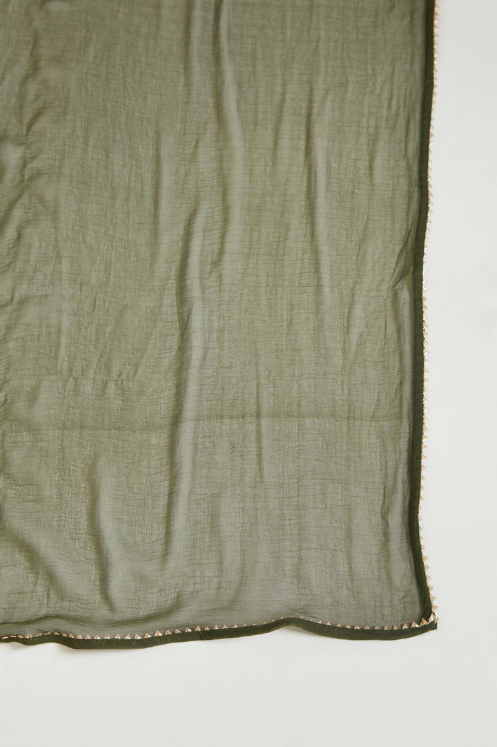 Neerus Green georgette embroidered suit set - detail view 3