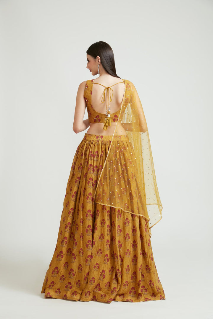 Neerus Green georgette embellished lehenga choli set - detail view 2