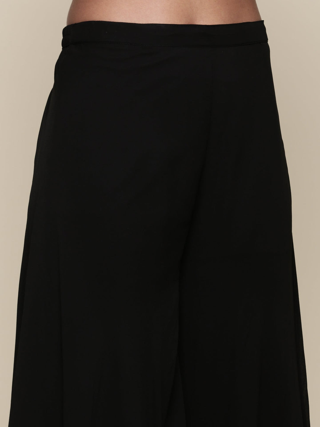 Neerus Black georgette embroidered co-ord set crop top jacket palazzo - detail view 3