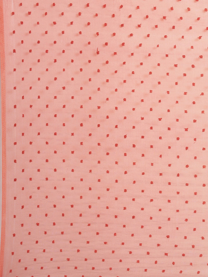 Neerus Red Chanderi printed kurta set - detail view 5