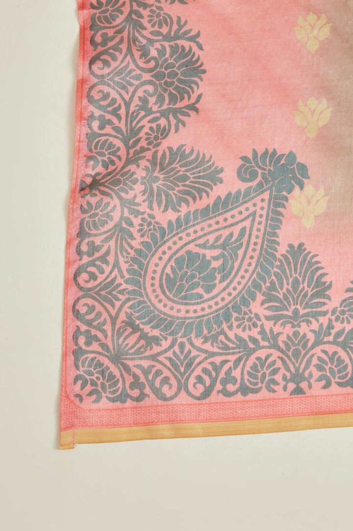 Neerus Grey Chanderi embroidered kurta set - detail view 4