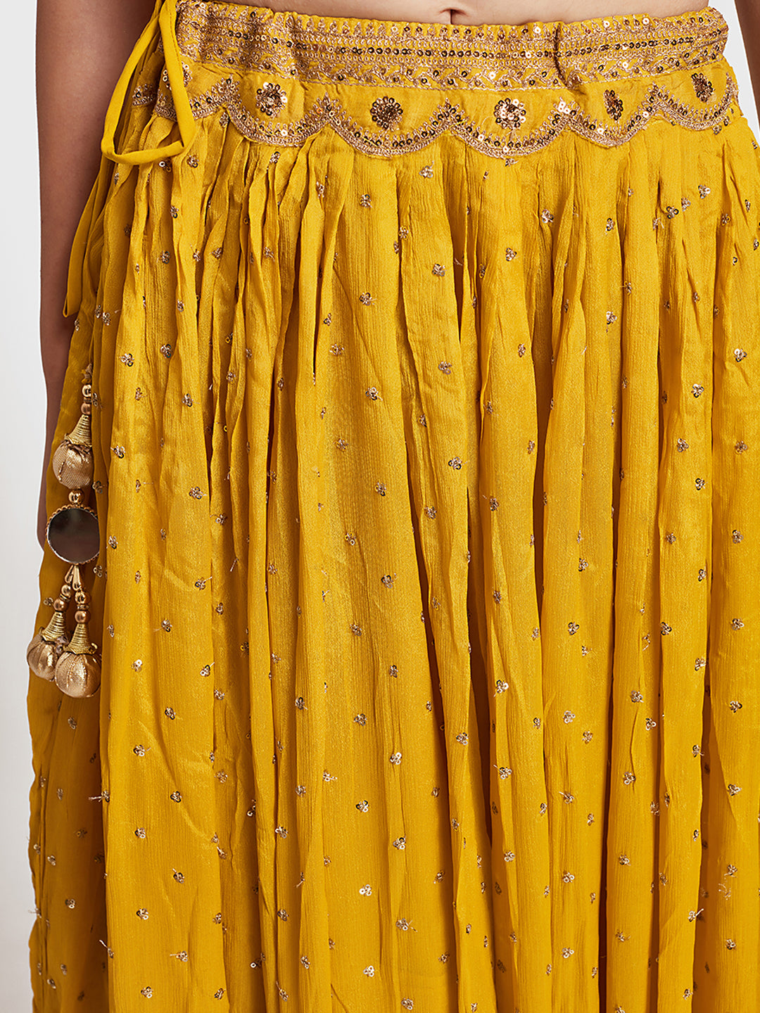 Neerus Yellow Georgette Embellished Lehenga Ghagra Set - detail view 1