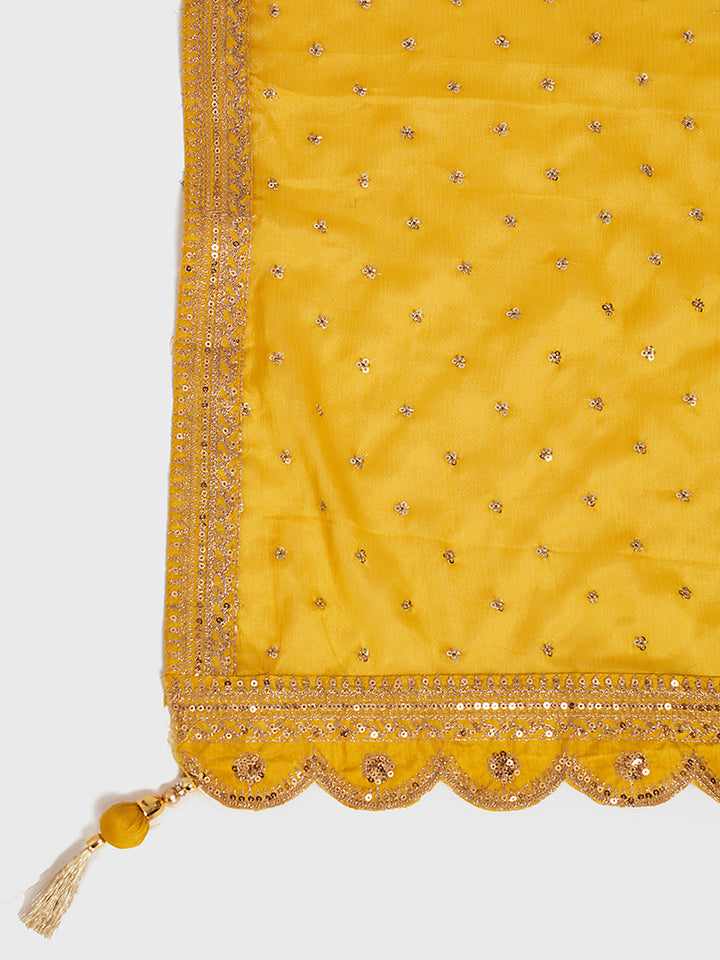 Neerus Yellow Georgette Embellished Lehenga Ghagra Set - detail view 2