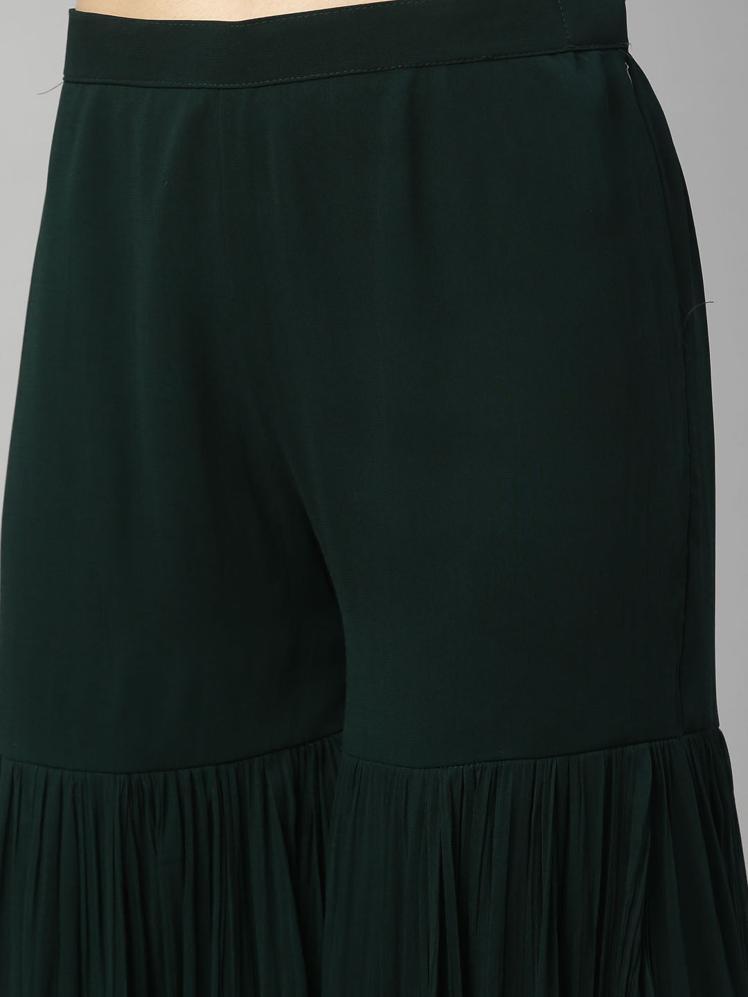 Neerus Green silk embroidered anarkali suit set - detail view 4