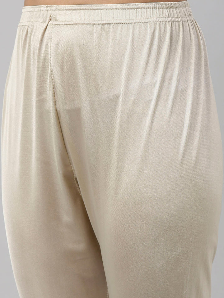 Neerus Grey Chanderi Anarkali suit set - detail view 7