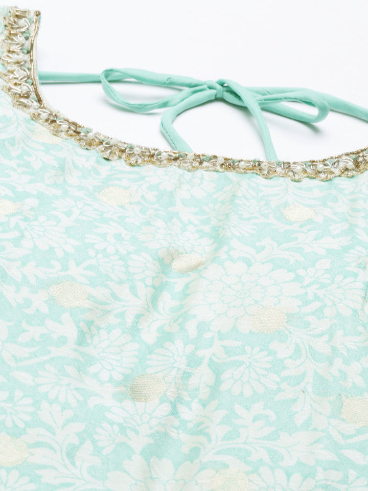 Neerus Green Chanderi Embroidered Anarkali Suit Set - detail view 5