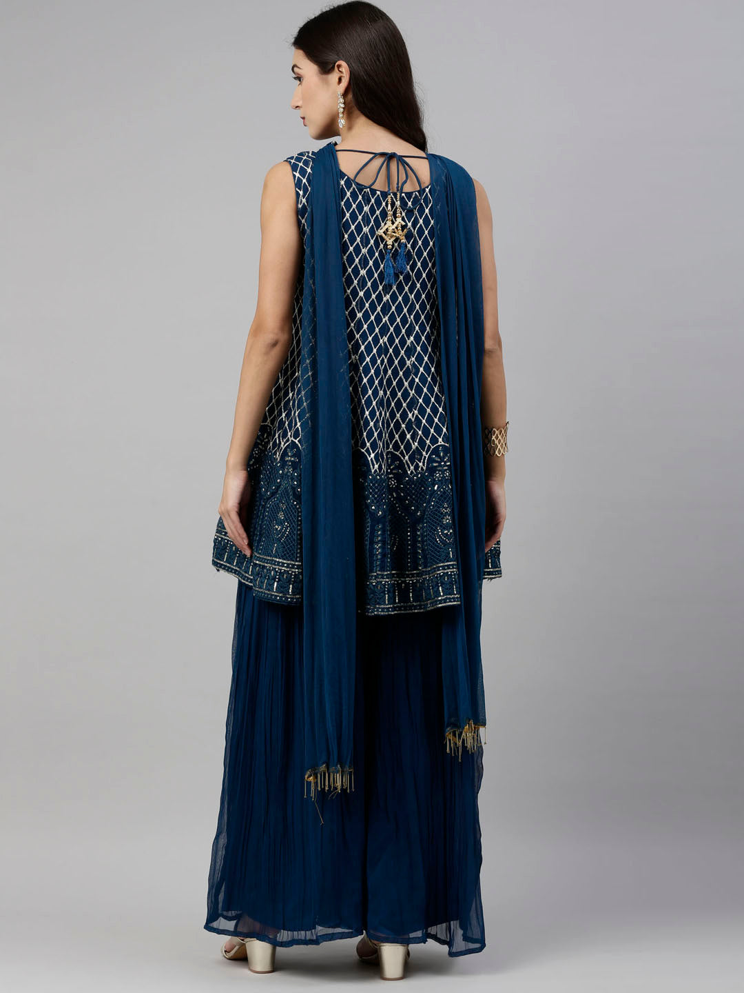 Neerus Blue Georgette Anarkali Suit Set - detail view 2
