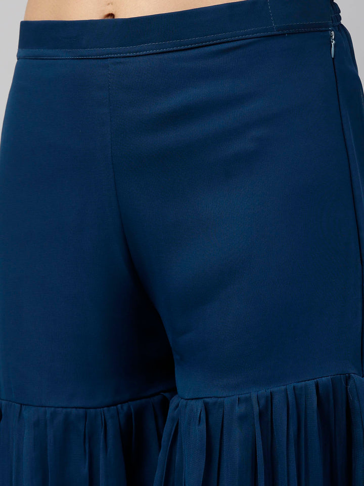 Neerus Blue Georgette Anarkali Suit Set - detail view 4
