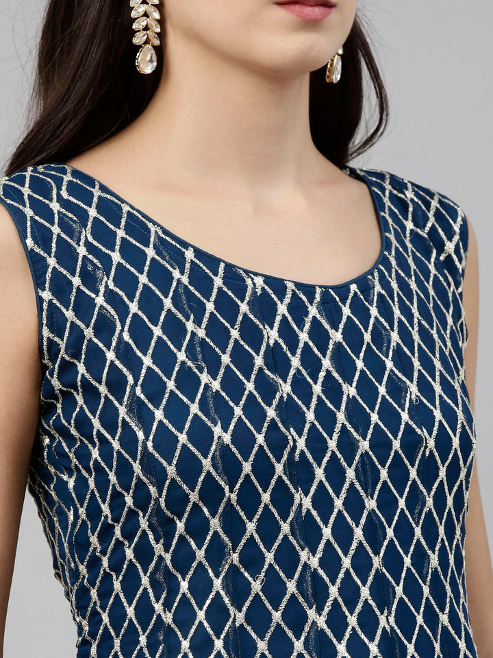 Neerus Blue Georgette Anarkali Suit Set - detail view 5