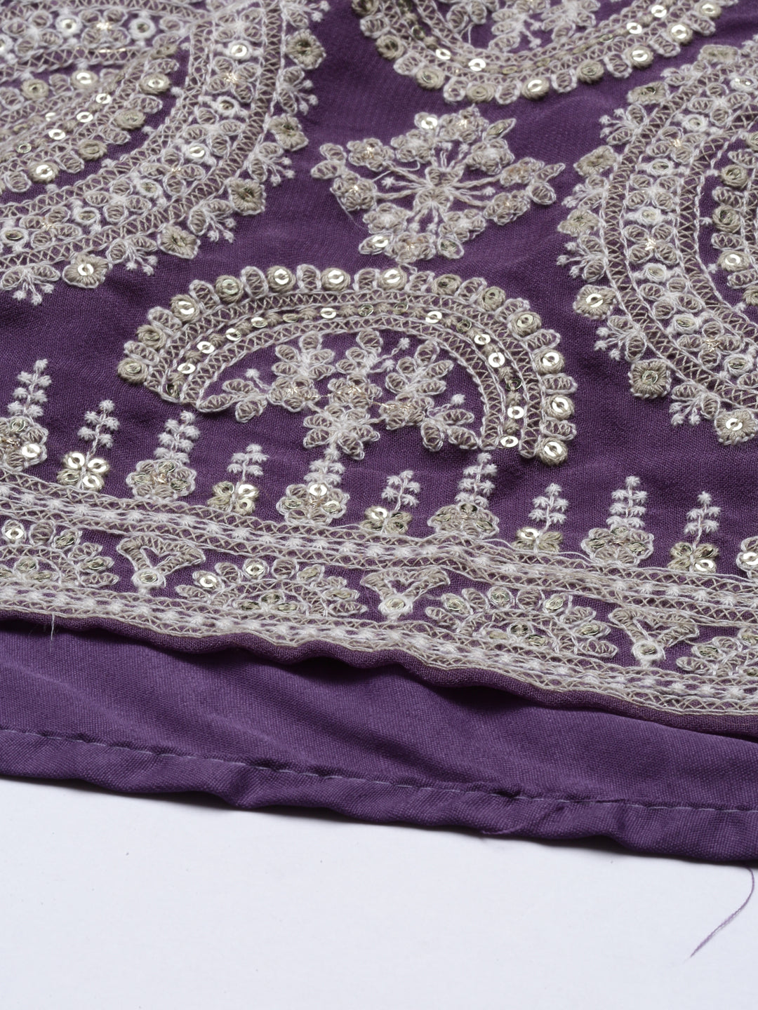 Neerus Purple georgette anarkali suit set - side view