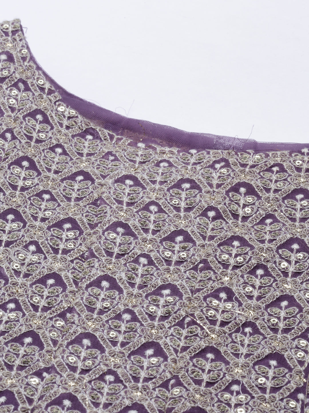 Neerus Purple georgette anarkali suit set - detail view 1