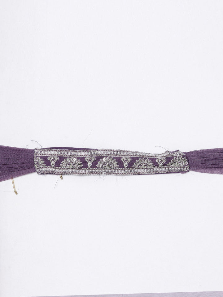 Neerus Purple georgette anarkali suit set - detail view 8