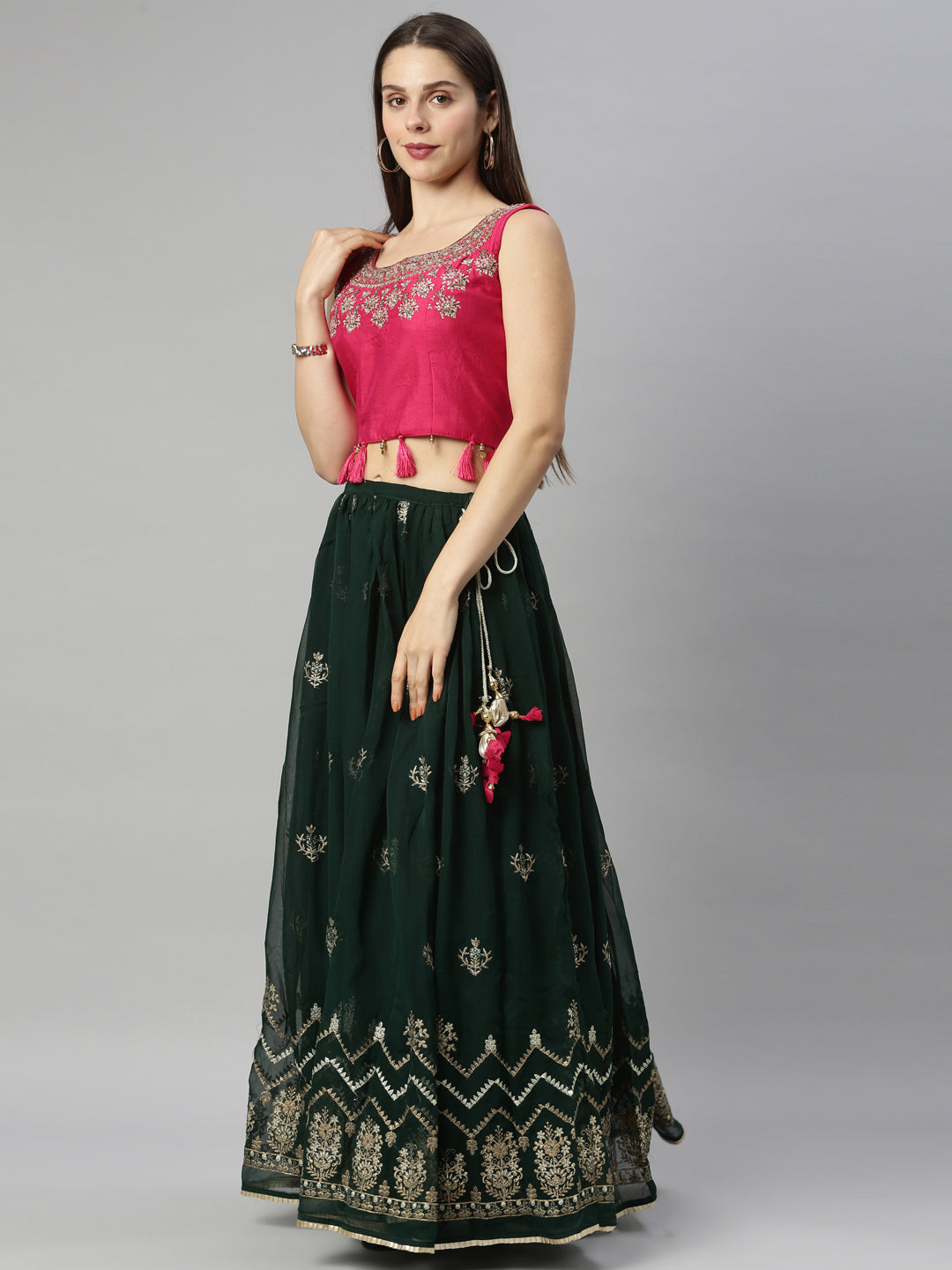 Neerus Green georgette lehenga set - detail view 4