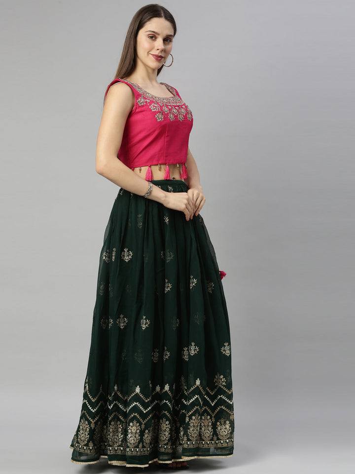 Neerus Green georgette lehenga set - detail view 5