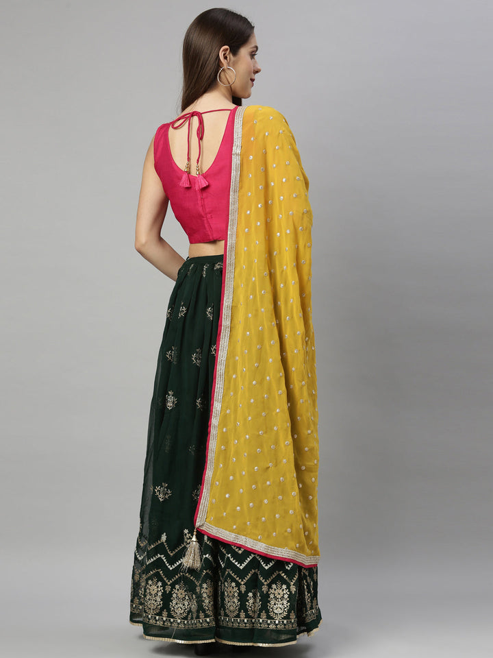 Neerus Green georgette lehenga set - detail view 6