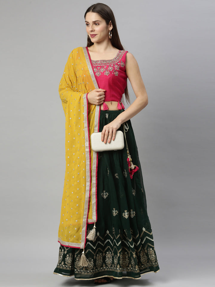 Neerus Green georgette lehenga set - front view