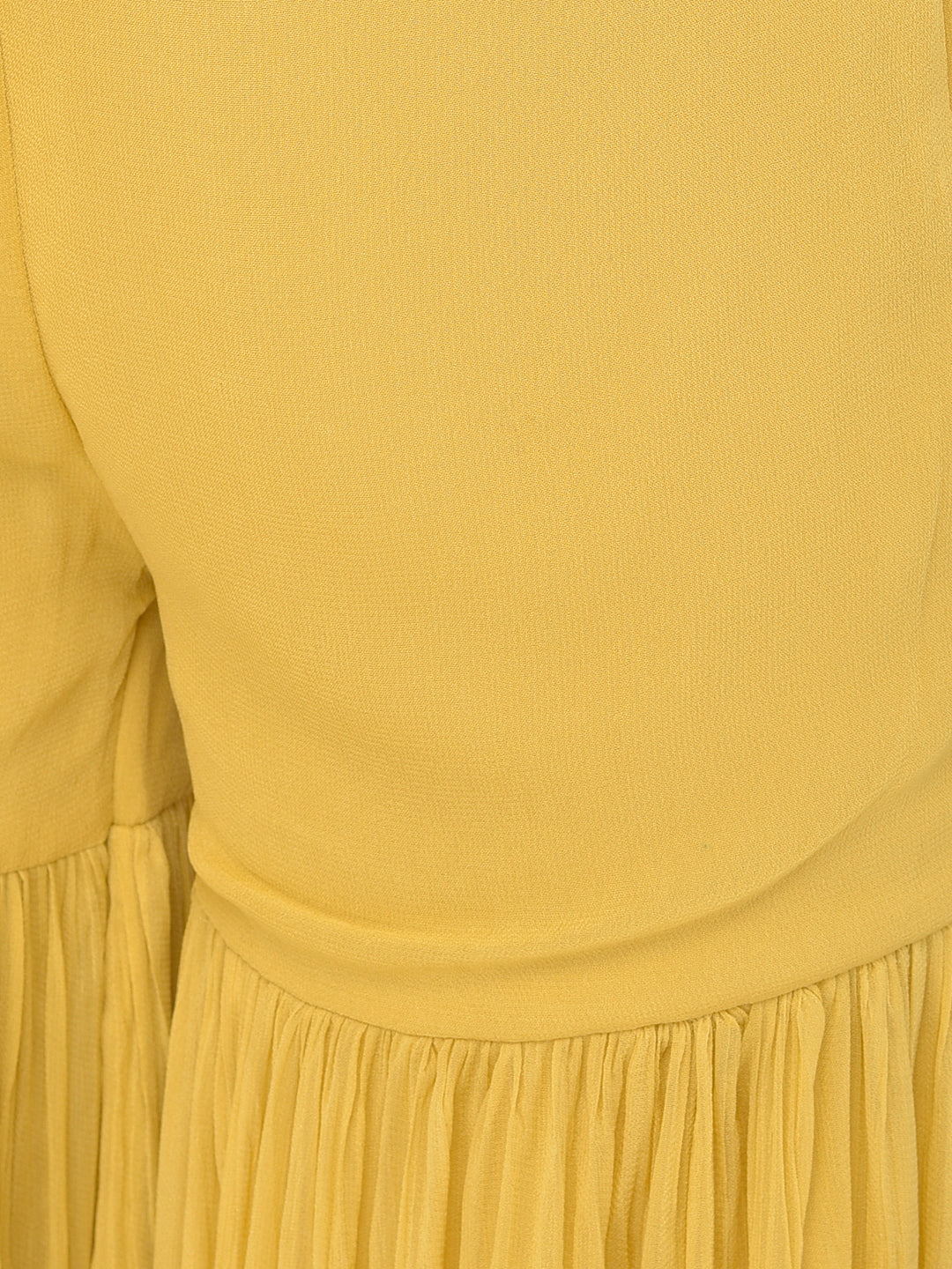 Neerus Yellow georgette embellished kurta set - back view