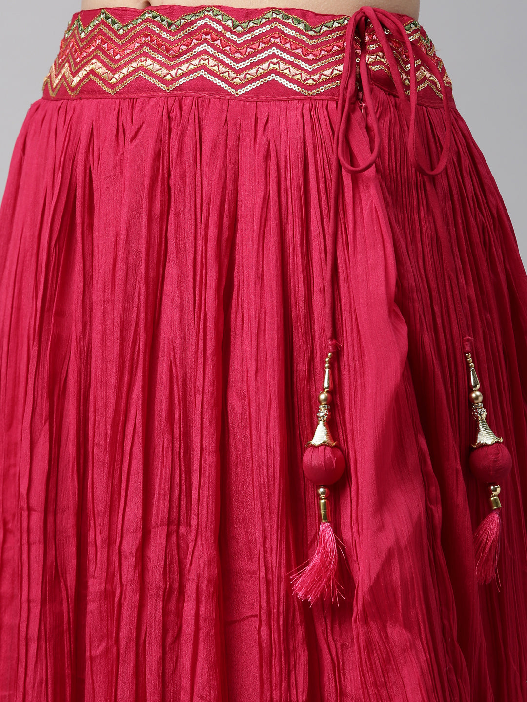 Neerus Pink silk embellished lehenga set - detail view 2