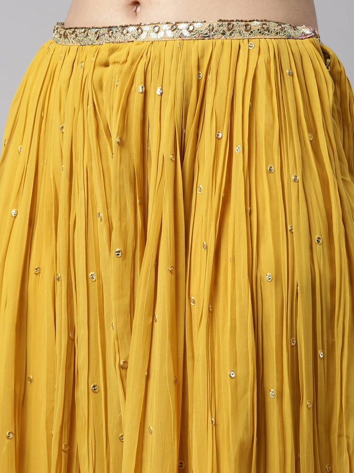 Neerus Yellow georgette embellished lehenga set - detail view 21