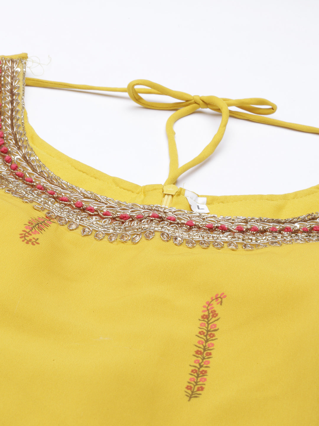 Neerus Yellow Georgette Embellished Anarkali Kurta Set - detail view 6