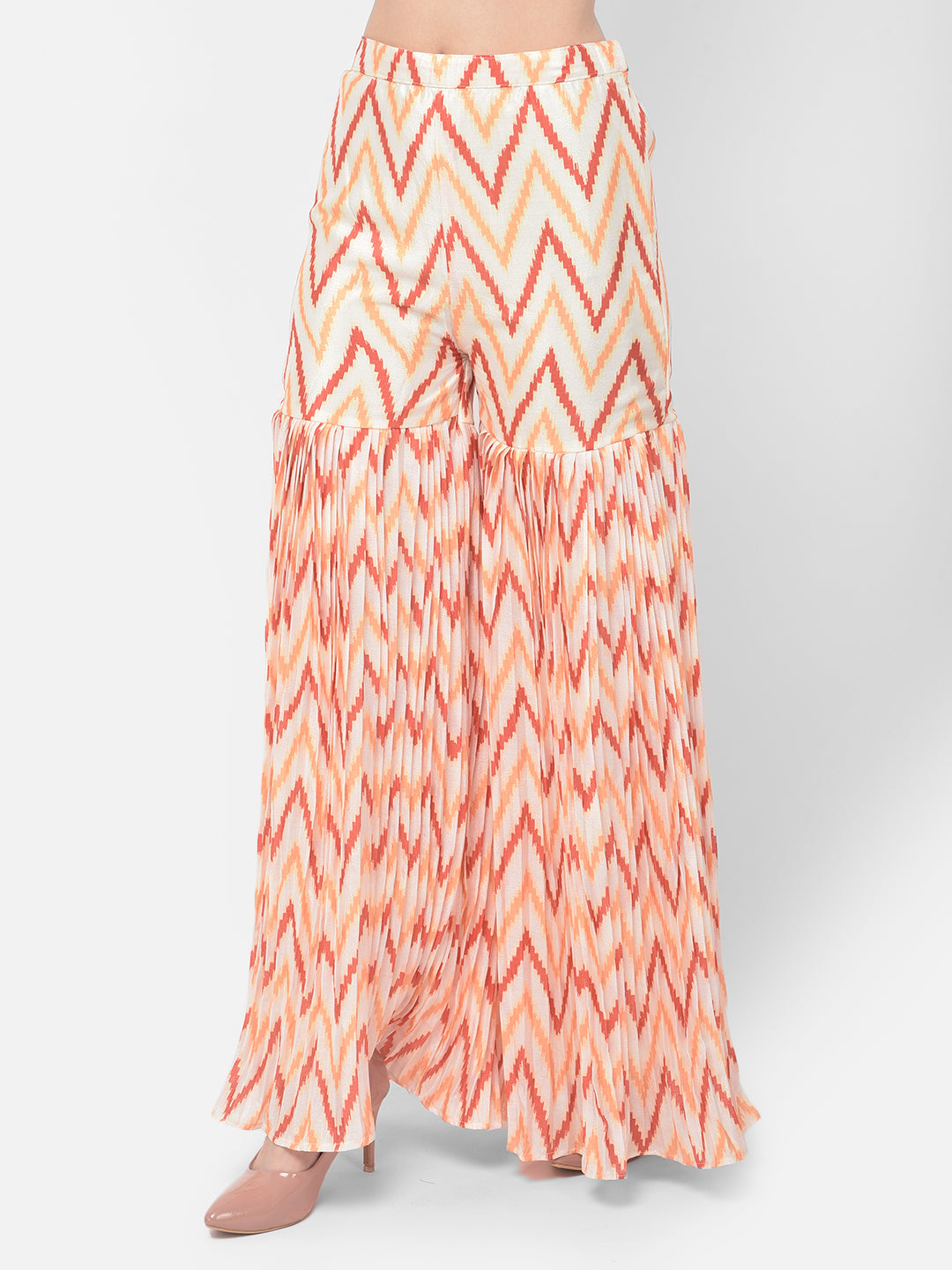 Neerus Multi silk printed kurta set with sharara and dupatta - detail view 3