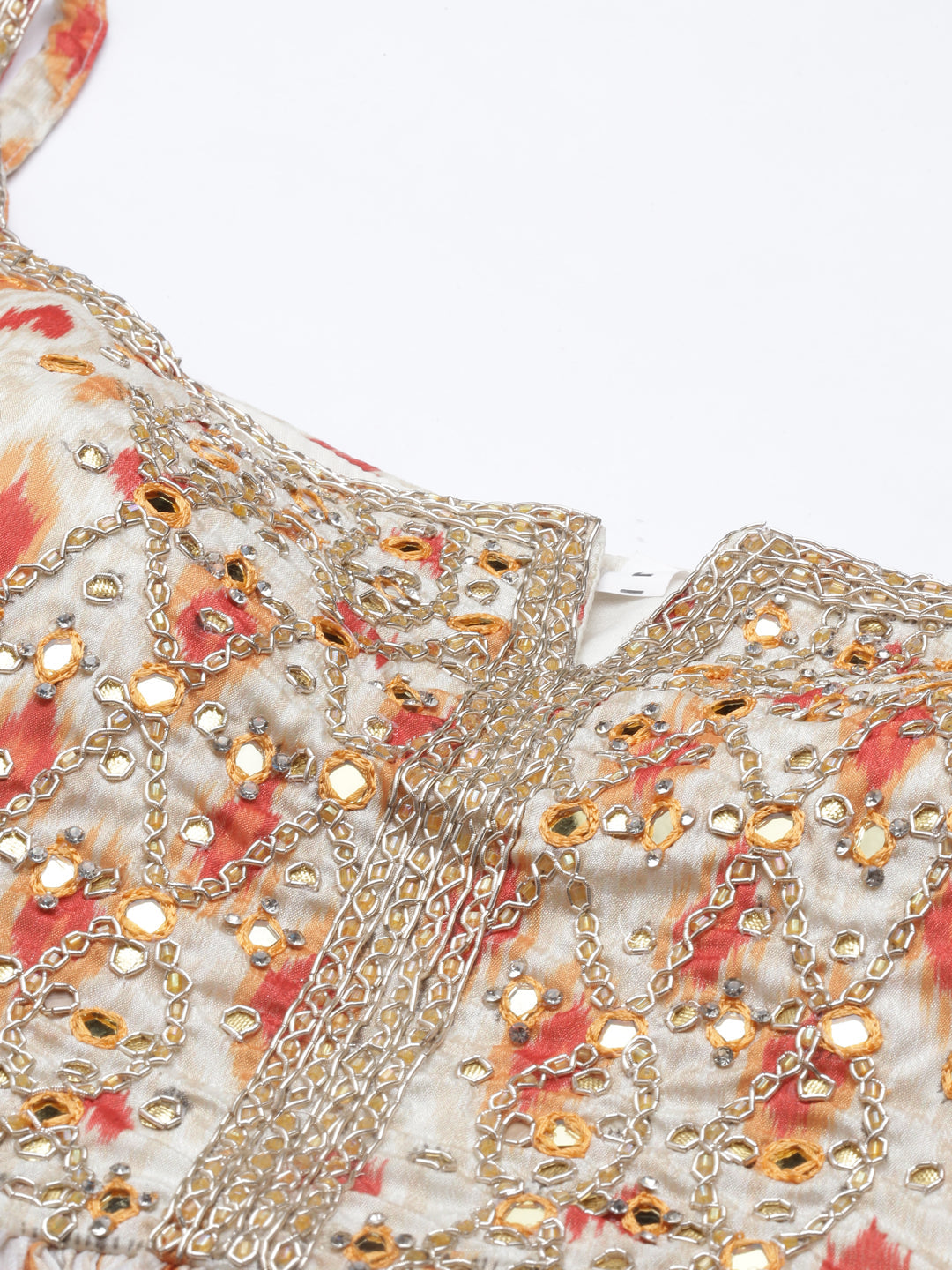 Neerus Multi silk printed kurta set with sharara and dupatta - detail view 13