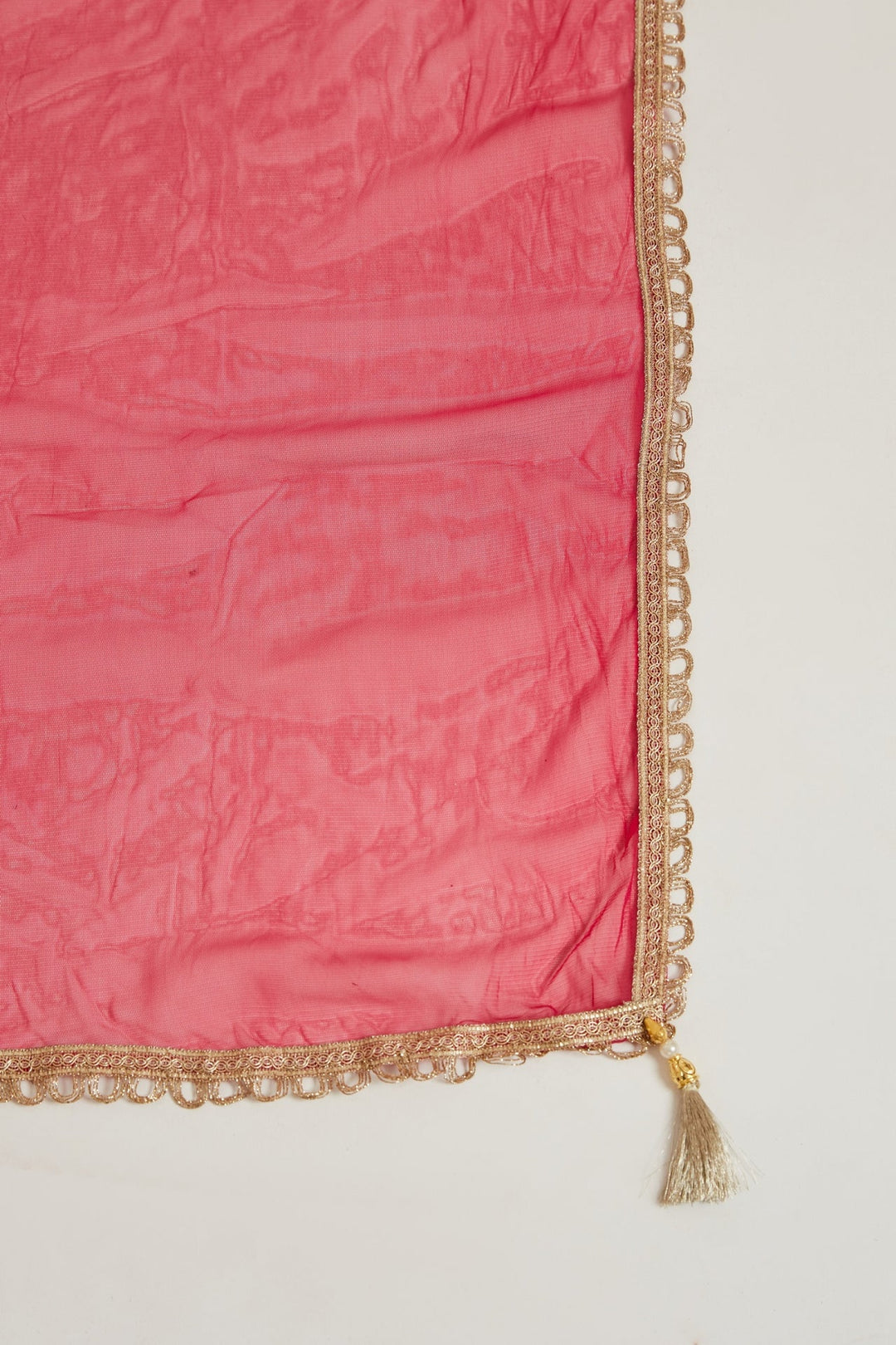 Neerus Pink chiffon embroidered anarkali suit set - detail view 4