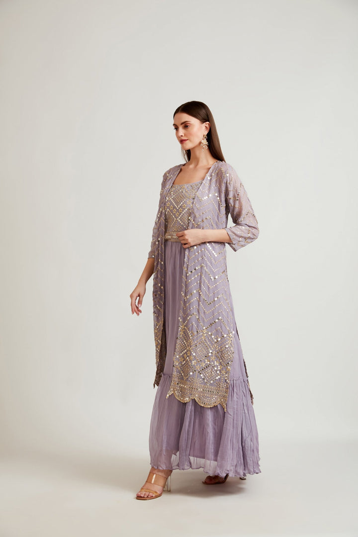 Neerus Purple Color Fusion Suit Set
