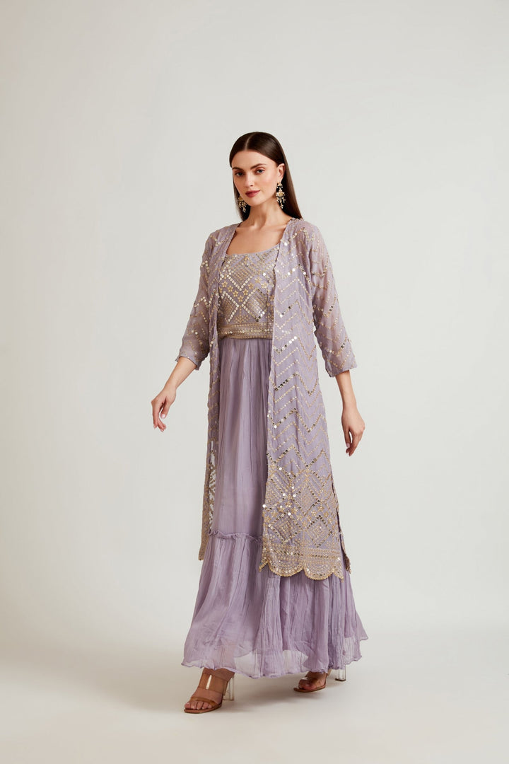 Neerus Purple Color Fusion Suit Set