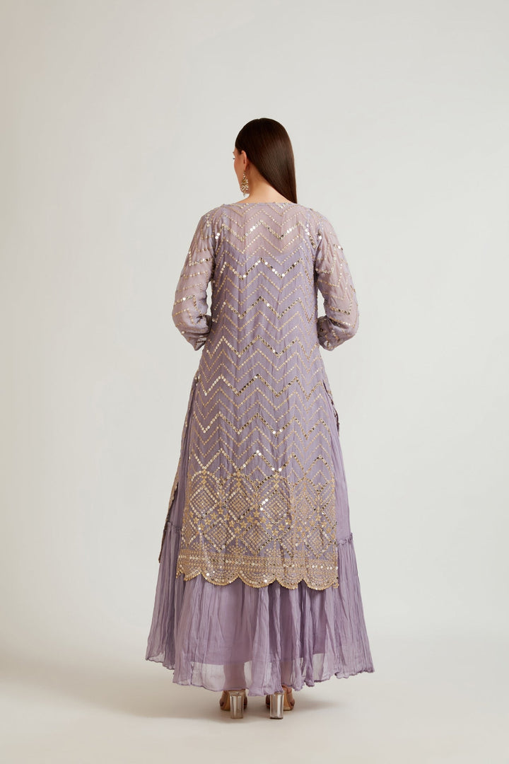 Neerus Purple Color Fusion Suit Set