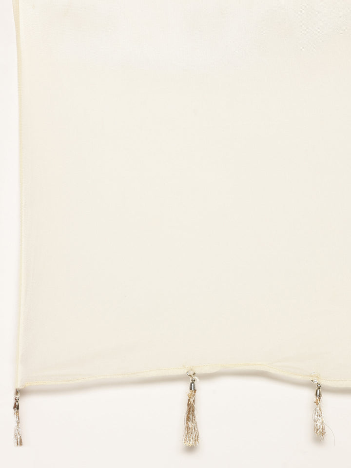Neerus Beige tissue crop top palazzo suit set - detail view 5