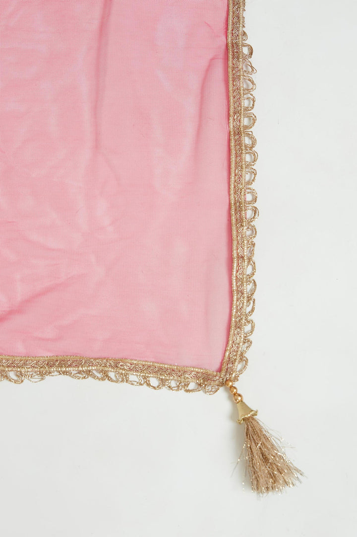 Neerus Pink georgette embroidered anarkali suit set - detail view 4