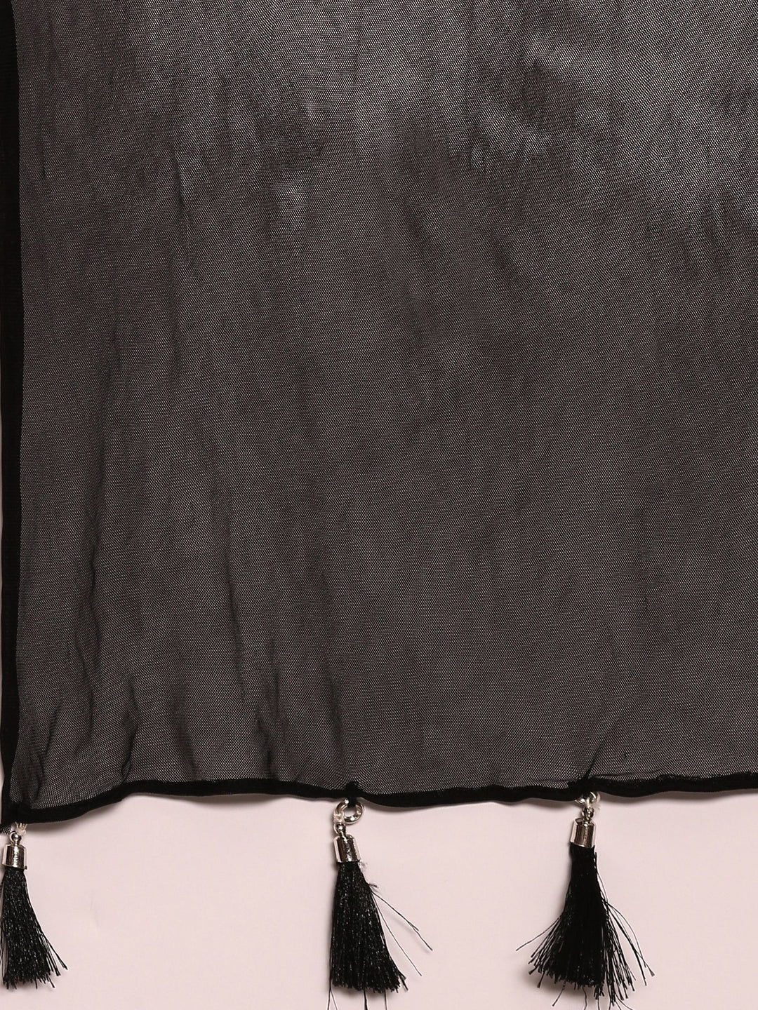 Neerus Black silk embroidered crop top with palazzo co-ord set - detail view 6