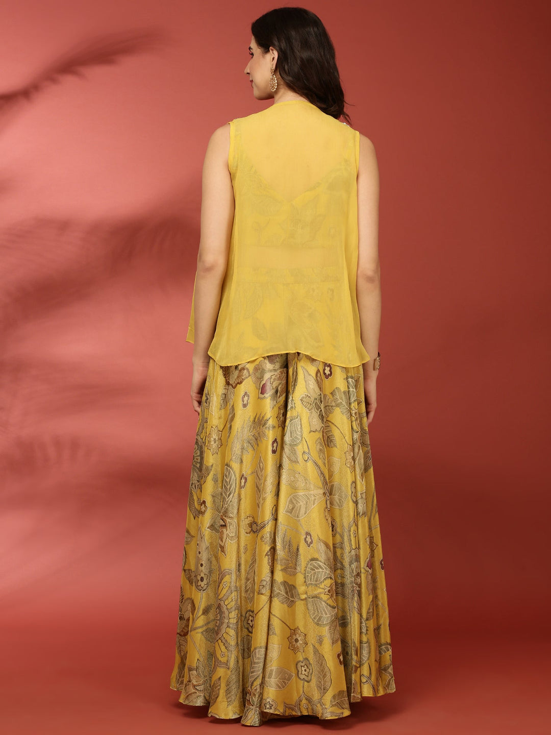 Neerus Green organza crop top palazzo co-ord set - side view