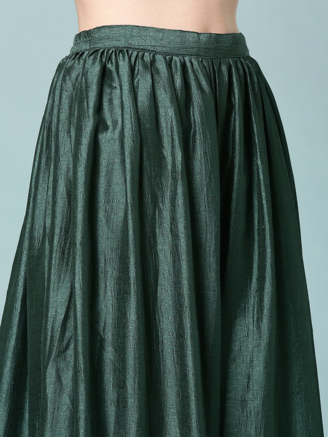 Neerus Green silk Anarkali suit set - detail view 3