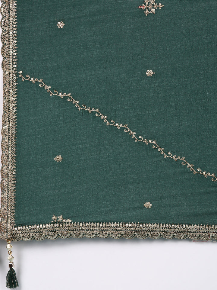 Neerus Green silk Anarkali suit set - detail view 4